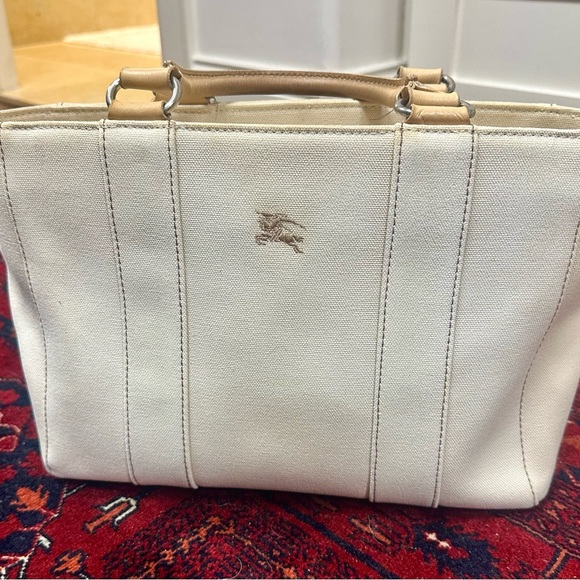 Burberry Cream Leather Tote Bag with Gold Hardware - Picture 1 of 10